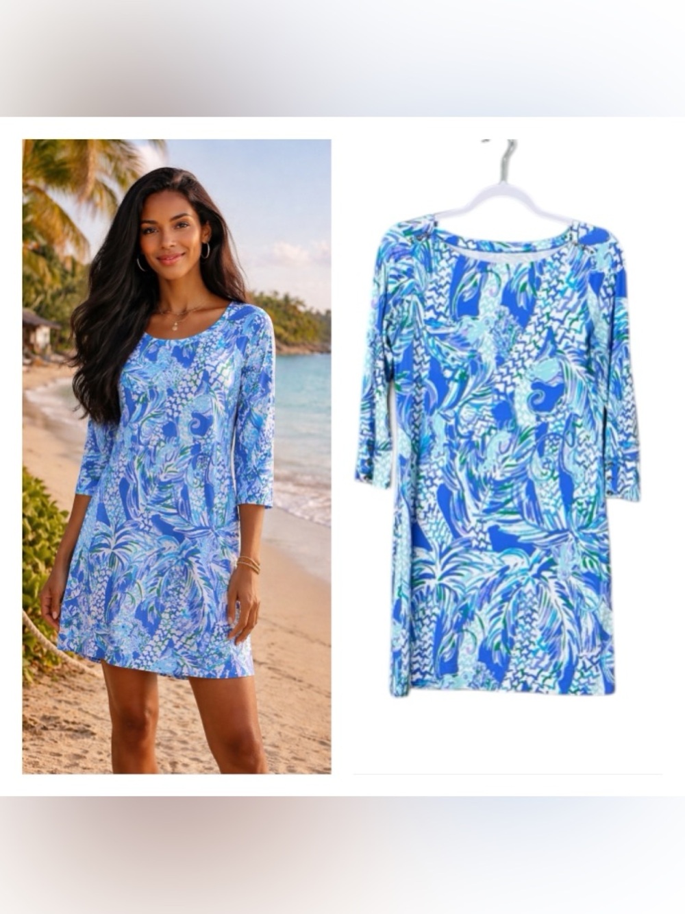 Lilly Pulitzer Sophie Dress Small UPF 50 Canopy Chaos Coastal Beachy Blue